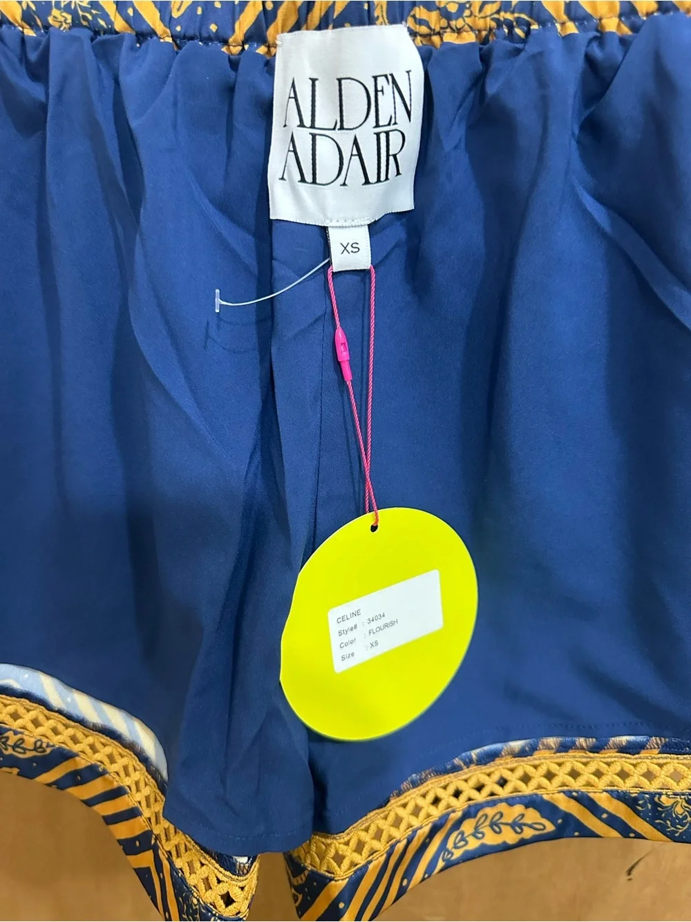 Alden Navy and Gold Geometric Floral Shorts